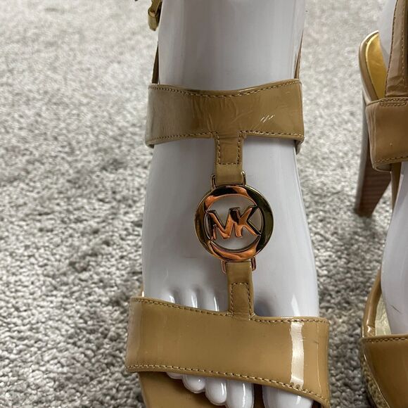 Michael Kors Tan Brown Embossed Strappy Heels Sandals Womens 8.5 M Style: GE13J - Picture 6 of 16
